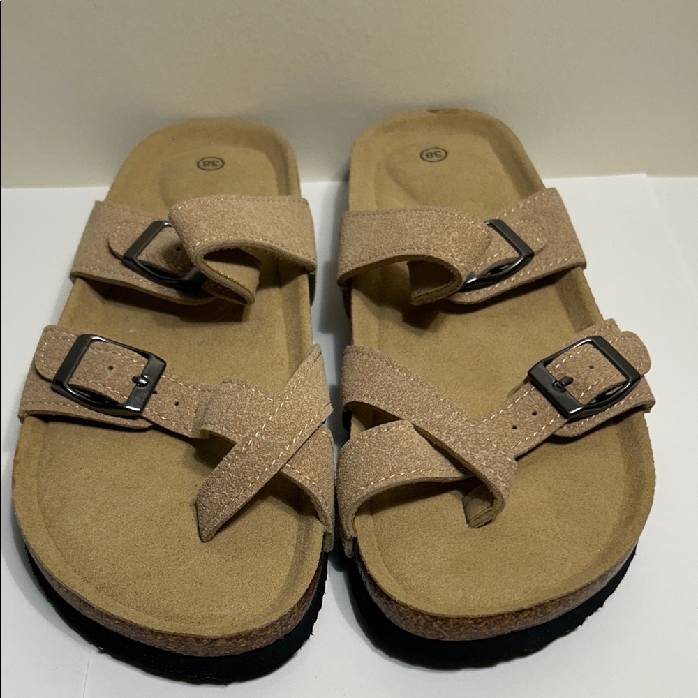 Tan Sandals with Adjustable Straps